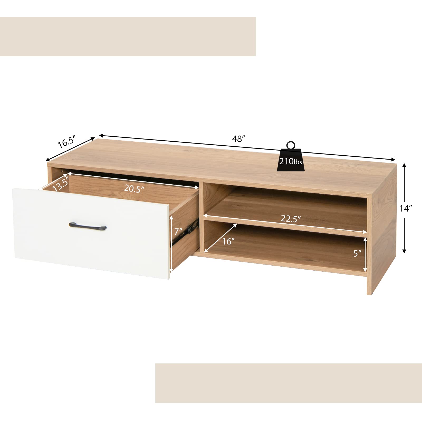 Giantex TV Stand Entertainment Center - Media TV Console Table for TV up to 55'' with 1 Large Drawe