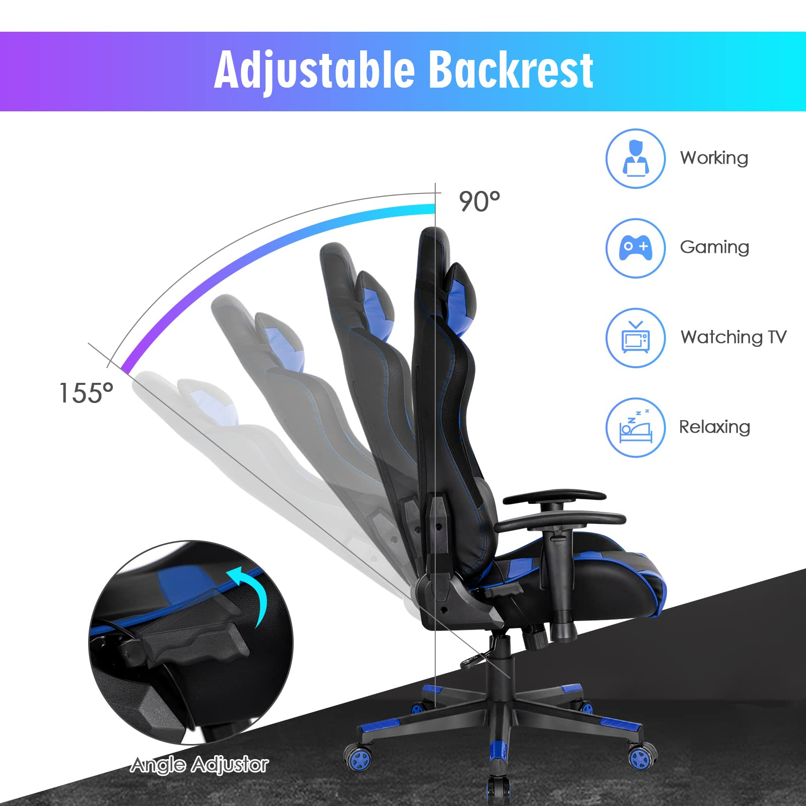 Giantex RGB Gaming Chair, Ergonomic Video Game Chair with Led Light
