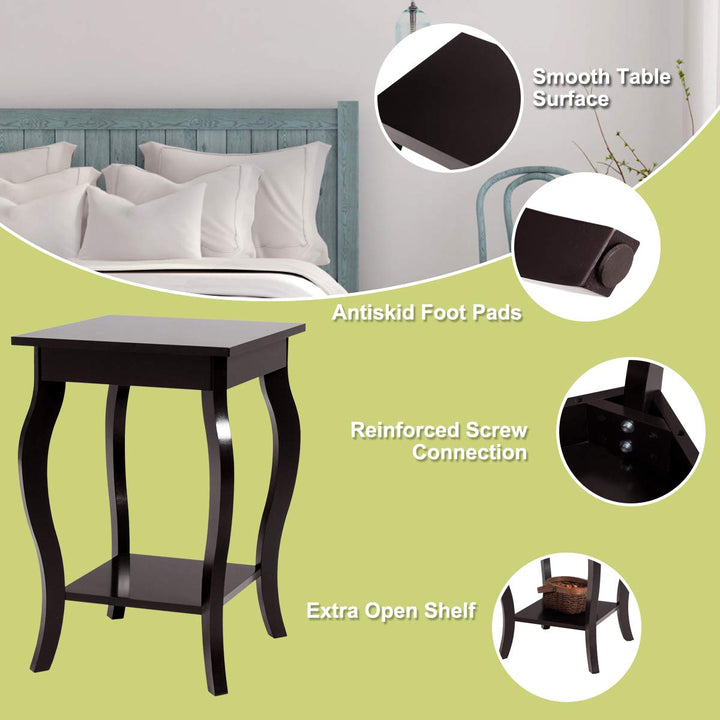 16" End Table W/Storage & Shelf Curved Legs Home Furniture for Living Room
