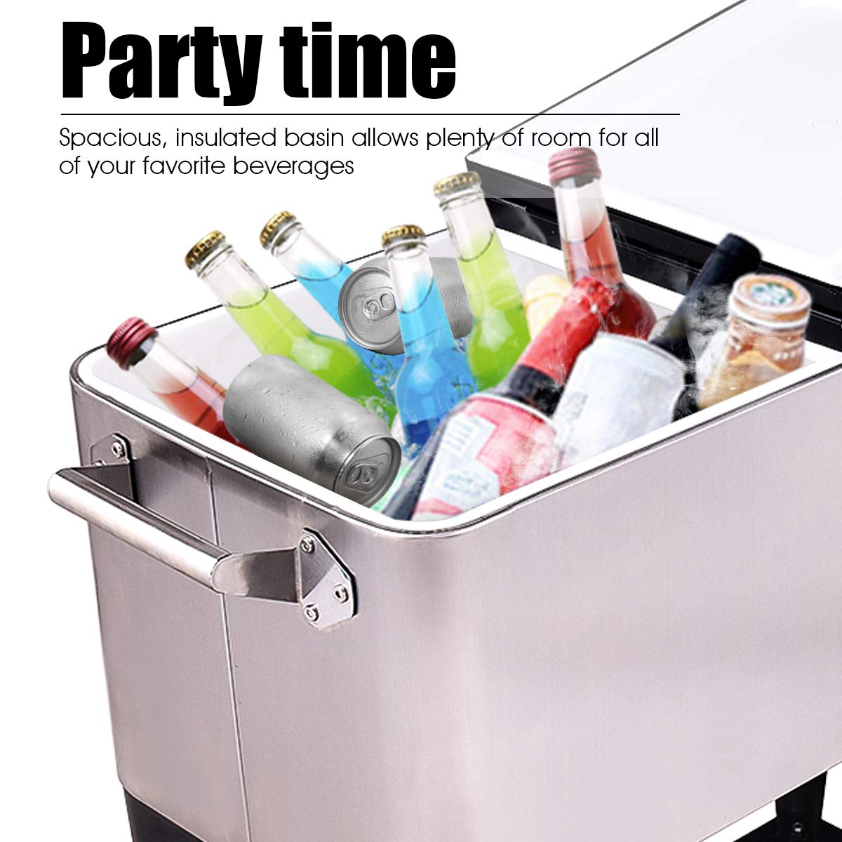 Giantex 80 Quart Patio Cooler Rolling Cooler Ice Chest with Shelf