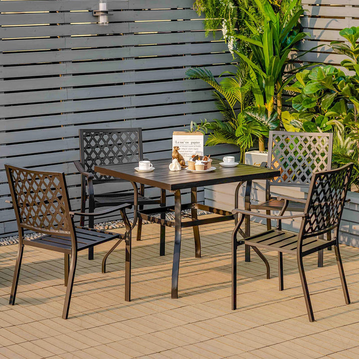 Giantex Patio Dining Table, Outdoor Bistro Table for 4 Person, with Umbrella Pole Hole