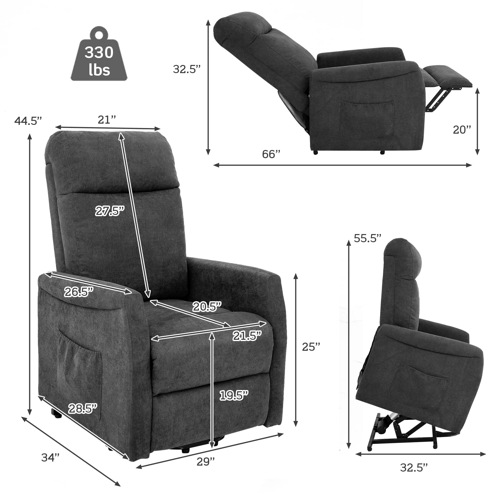 Giantex Power Lift Recliner Chair for Elderly, Ergonomic Lounge Chair