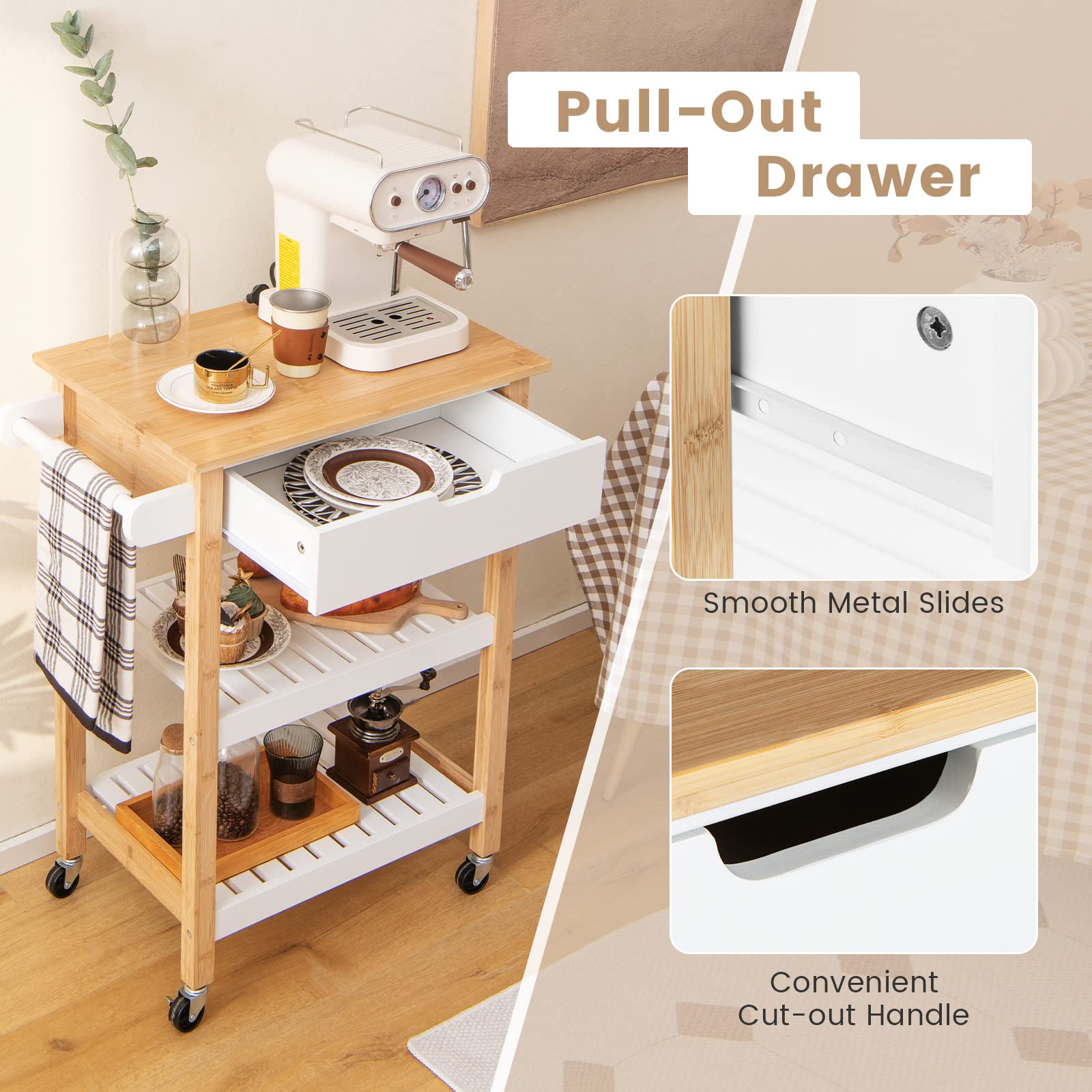 Kitchen Island Cart with Storage - Giantex