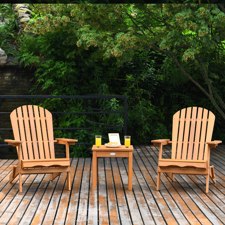Giantex Adirondack Chair Set 3-Piece Foldable Wooden Chairs Set