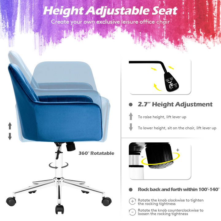 Giantex Velvet Desk Chair, Mid-Back Leisure Office Chair