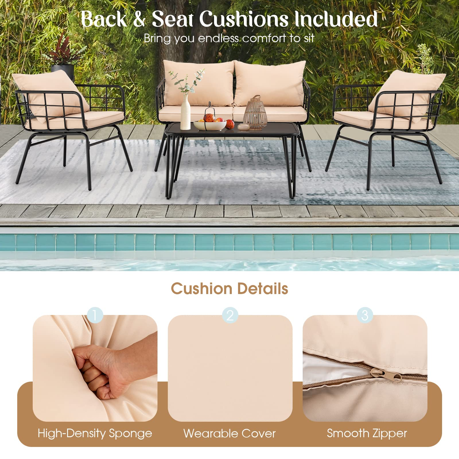 Giantex 4 Piece Patio Conversation Set