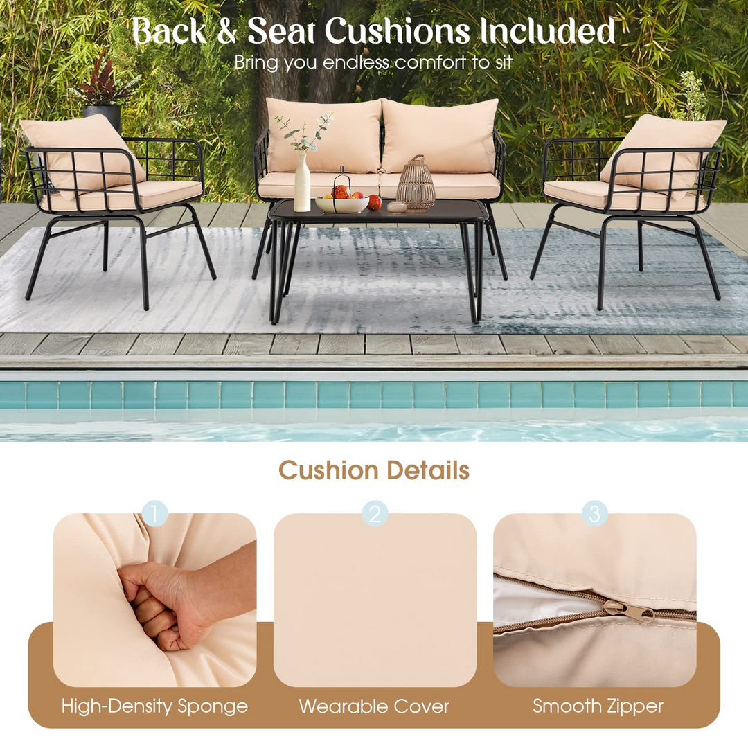 Giantex 4 Piece Patio Conversation Set
