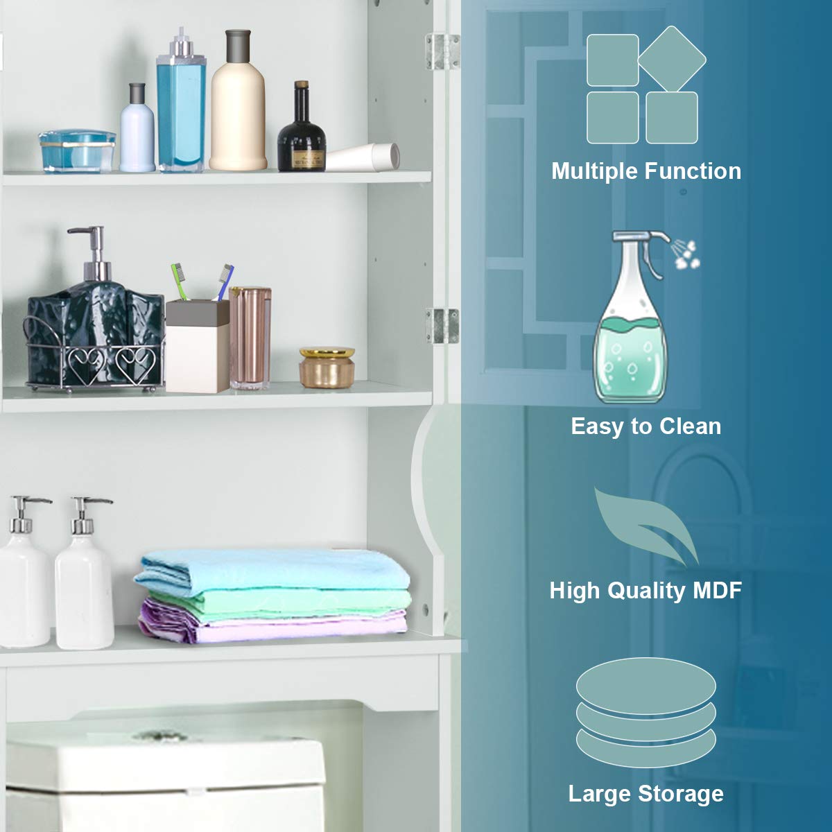 Giantex Over-The-Toilet Storage Spacesaver, Bathroom Organizer with Cabinet and Shelf