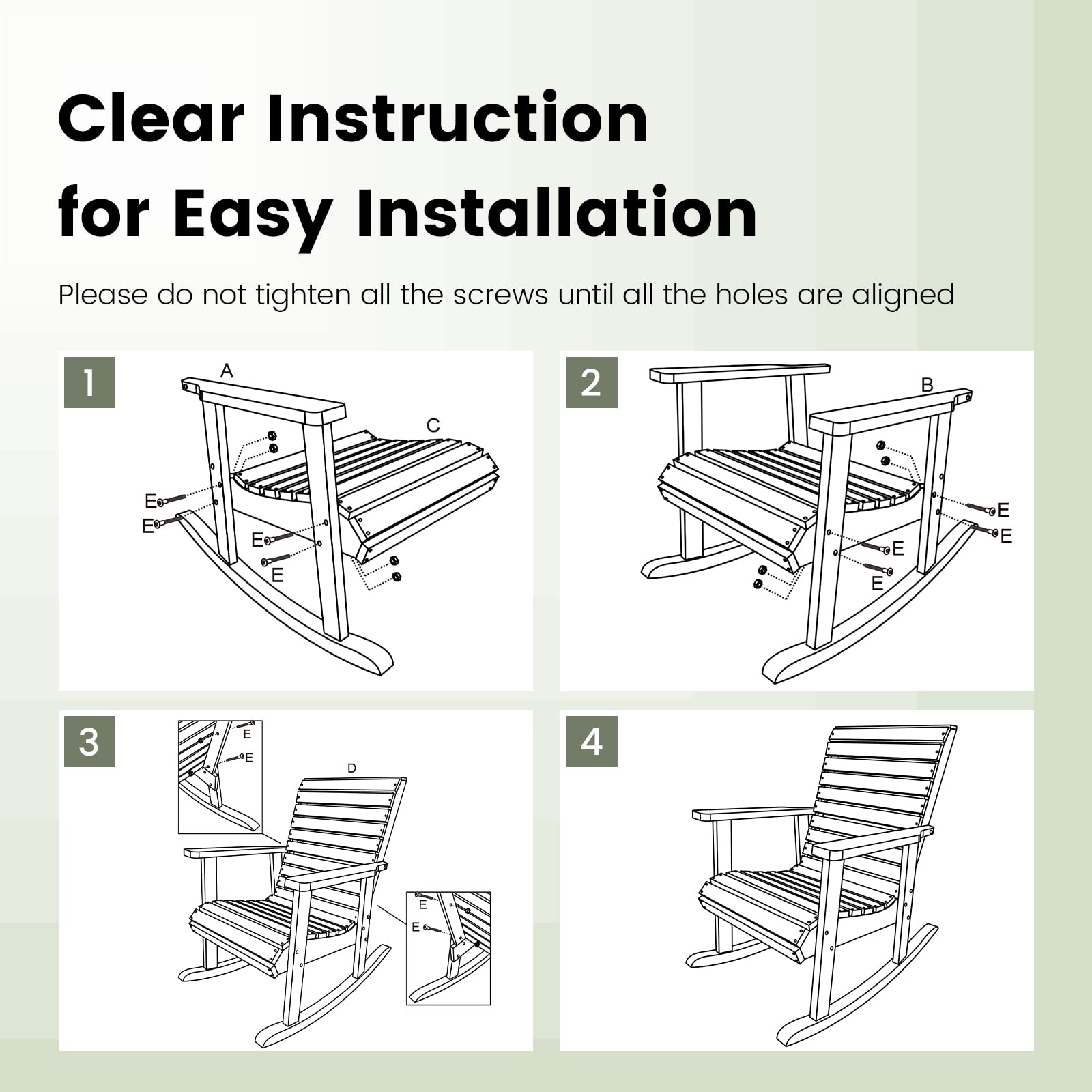 Giantex Wood Rocking Chair Outdoor - Outside Rocker with High Backrest