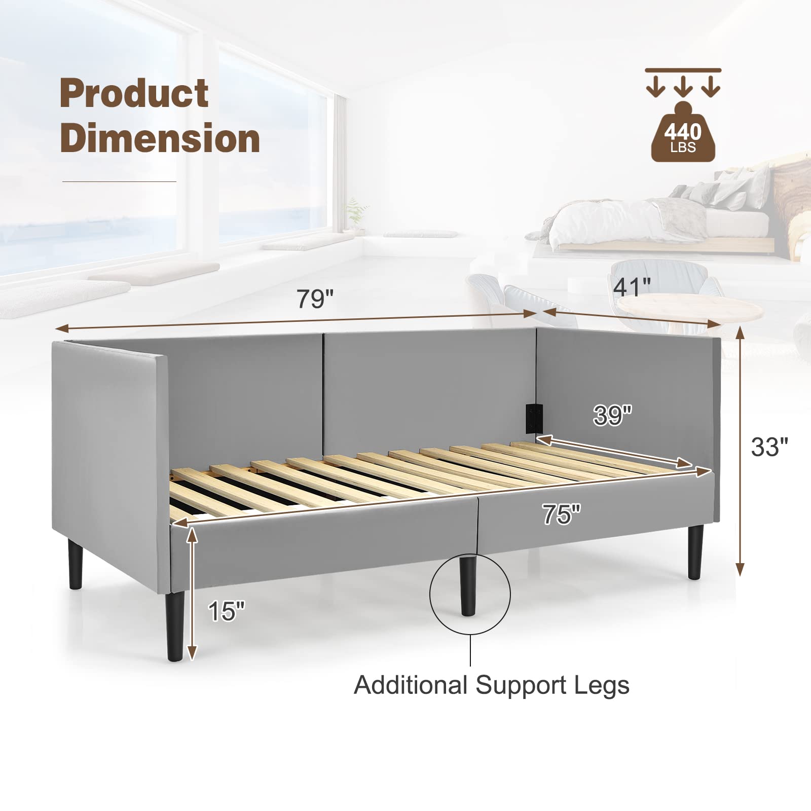 Giantex Upholstered Daybed, Twin Daybed