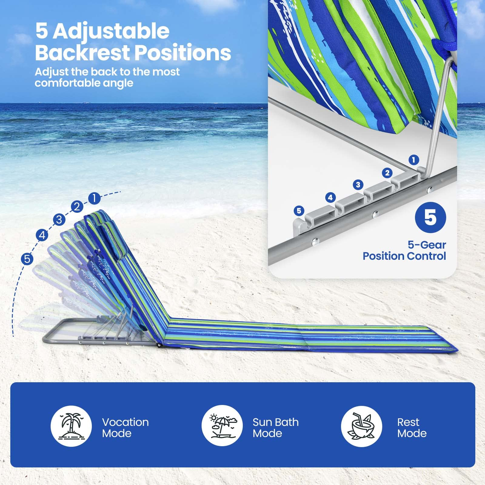 Giantex Beach Chairs for Adults 2 Pack Set with Side Table