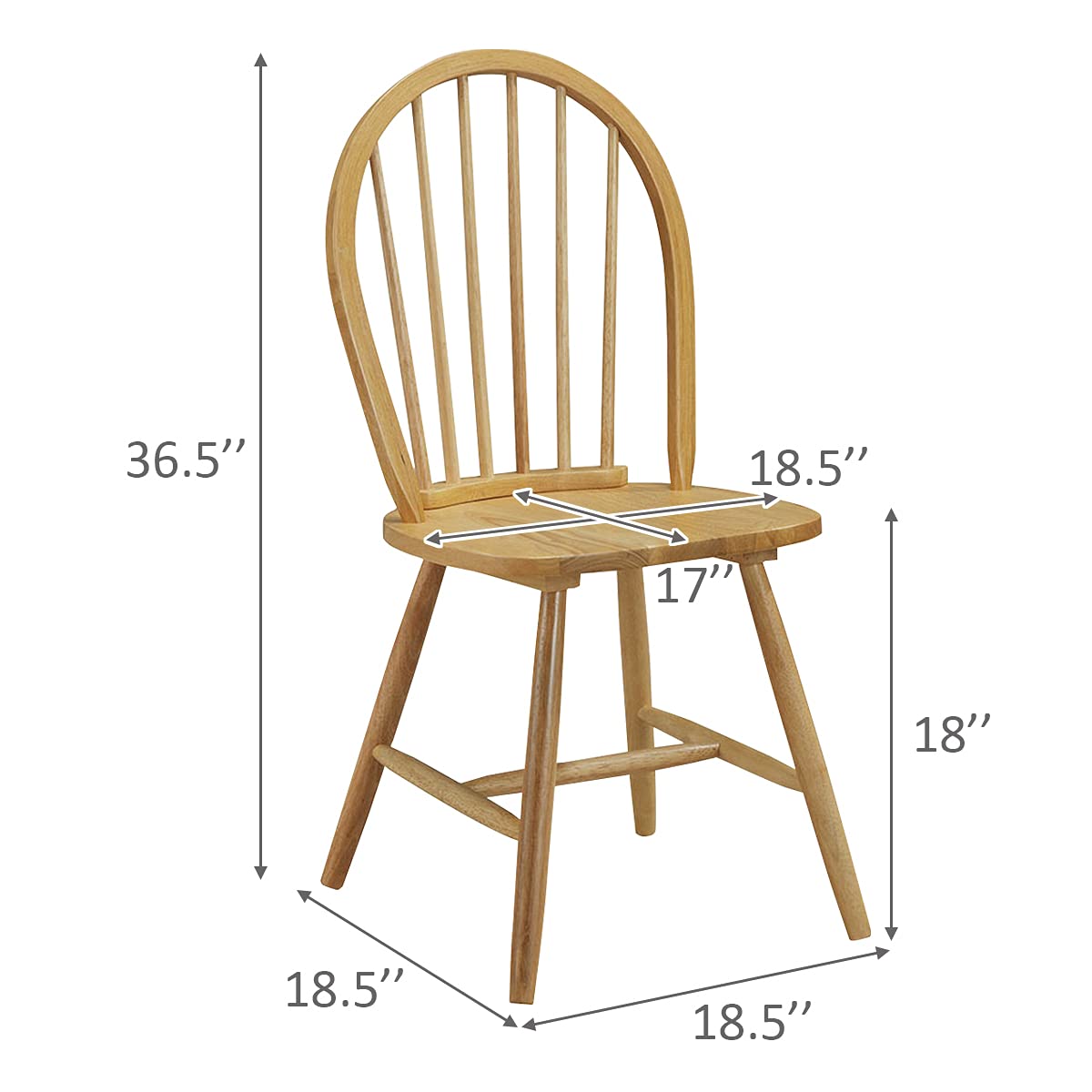 Set of 4 Windsor Chairs, Country Wood Chairs - Giantex