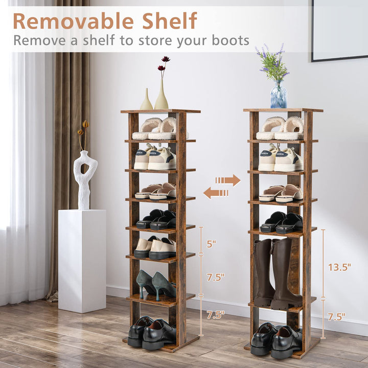 Giantex 7-Tier Vertical Shoe Rack, Corner Shoe Storage Organizer for 7 Pairs, Freestanding Narrow Shoe Rack