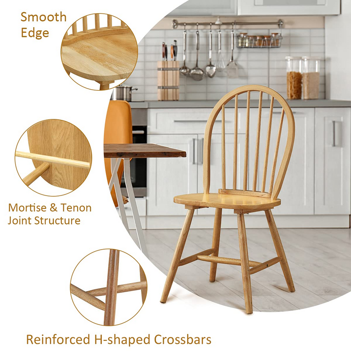 Set of 4 Windsor Chairs, Country Wood Chairs - Giantex