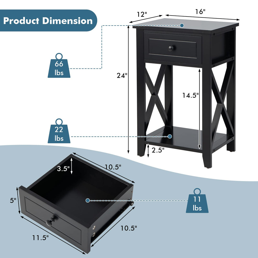 Giantex Modern X-Design Nightstand