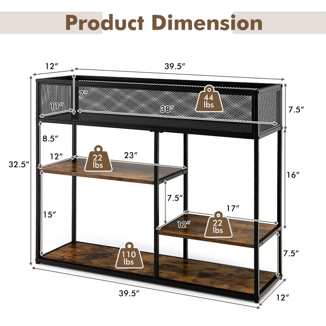 Giantex Hallway Table for Entryway - 4-Tier Console Table for Entryway with Wire Basket