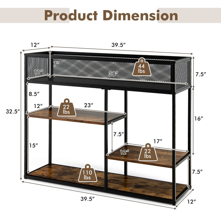 Giantex Hallway Table for Entryway - 4-Tier Console Table for Entryway with Wire Basket