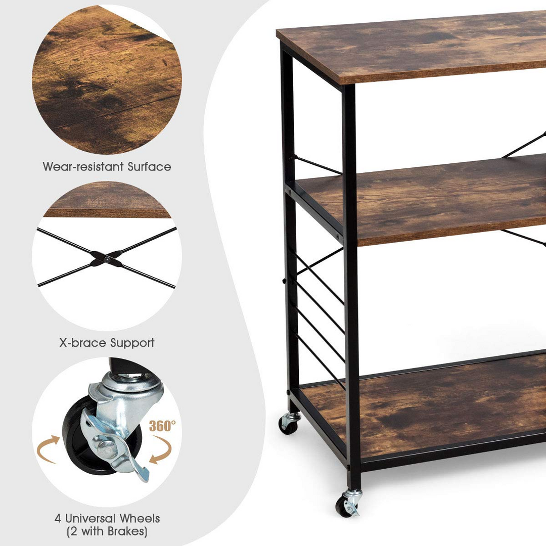 Giantex Industrial Kitchen Baker's Rack with Lockable Universal Wheel