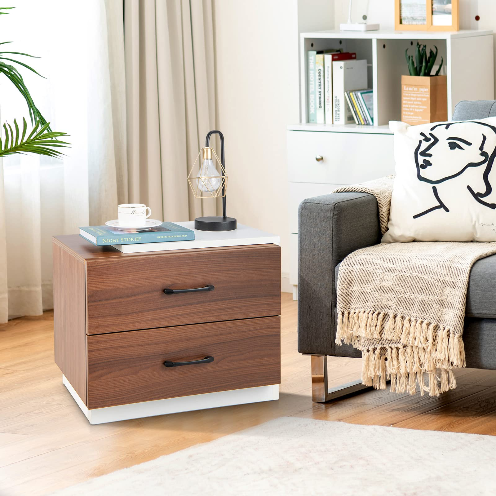 Giantex Modern Nightstand Set of 2 with 2 Drawers