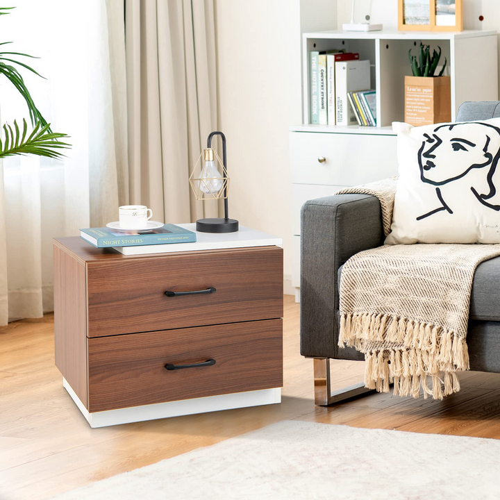 Giantex Modern Nightstand Set of 2 with 2 Drawers