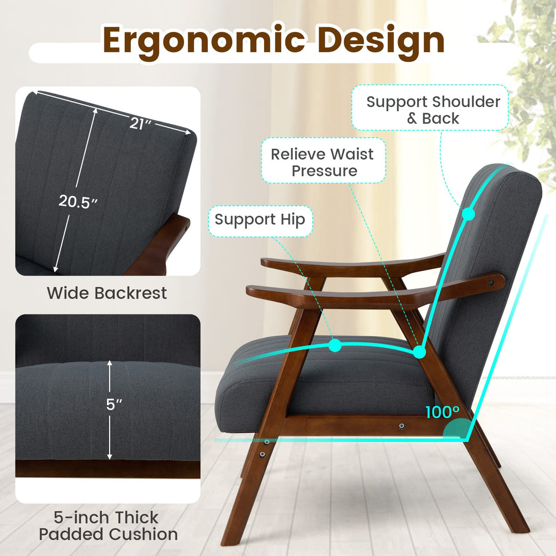 Giantex Mid-Century Modern Accent Chair Comfy Upholstered Lounge