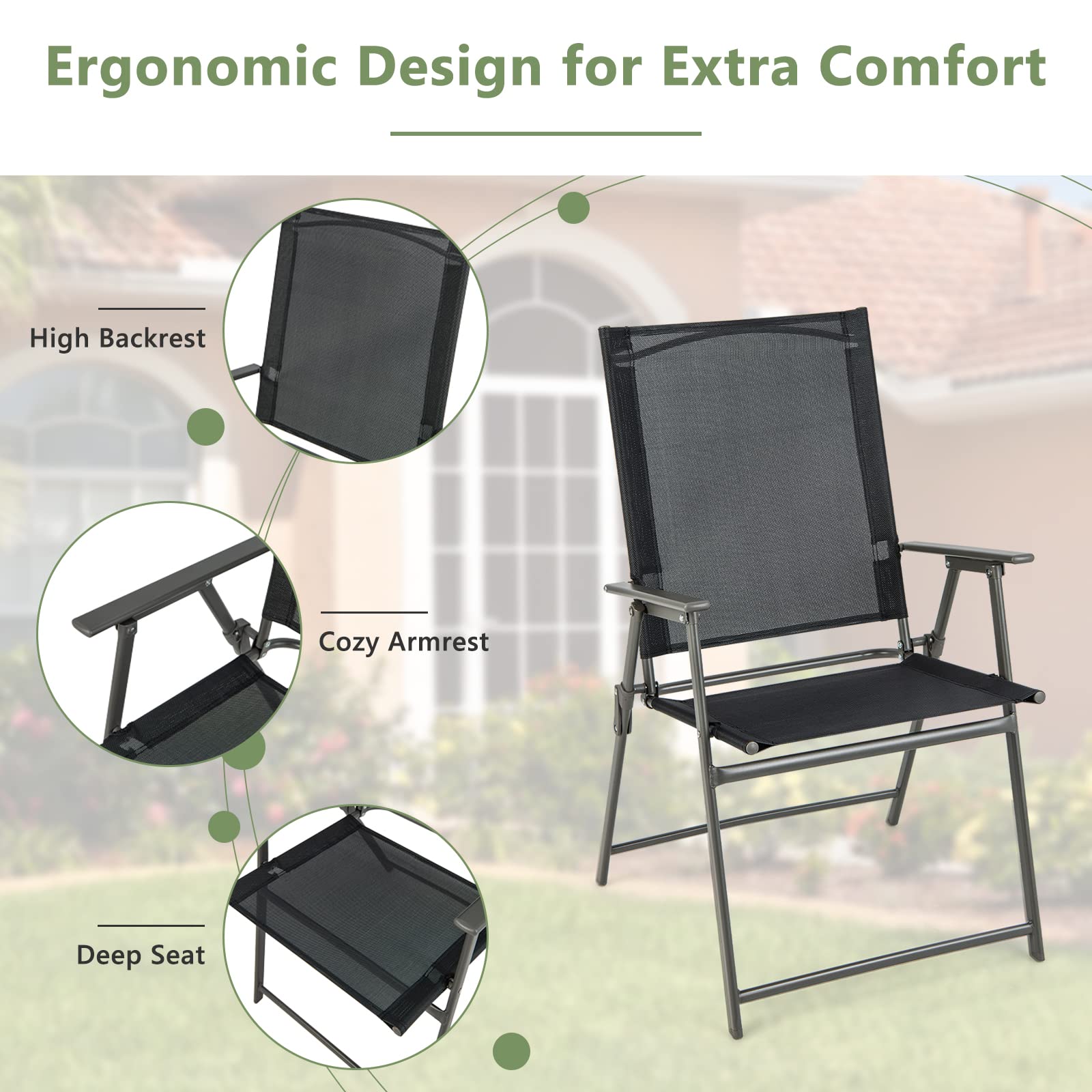 Patio Folding Chairs Set - Giantex