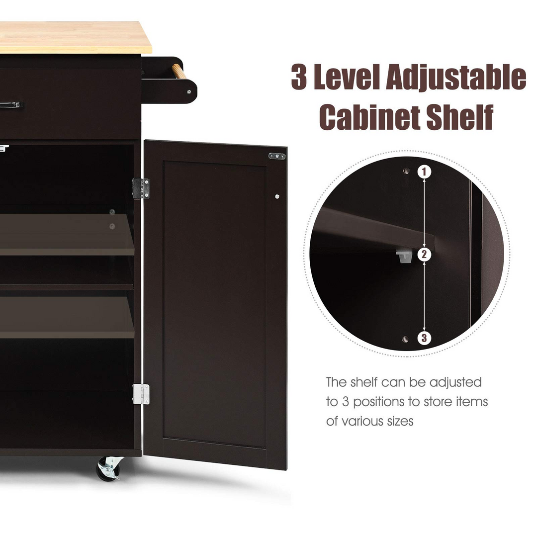 Giantex Rolling Kitchen Island, Kitchen Trolley Cart with Spice Rack, Large Drawer