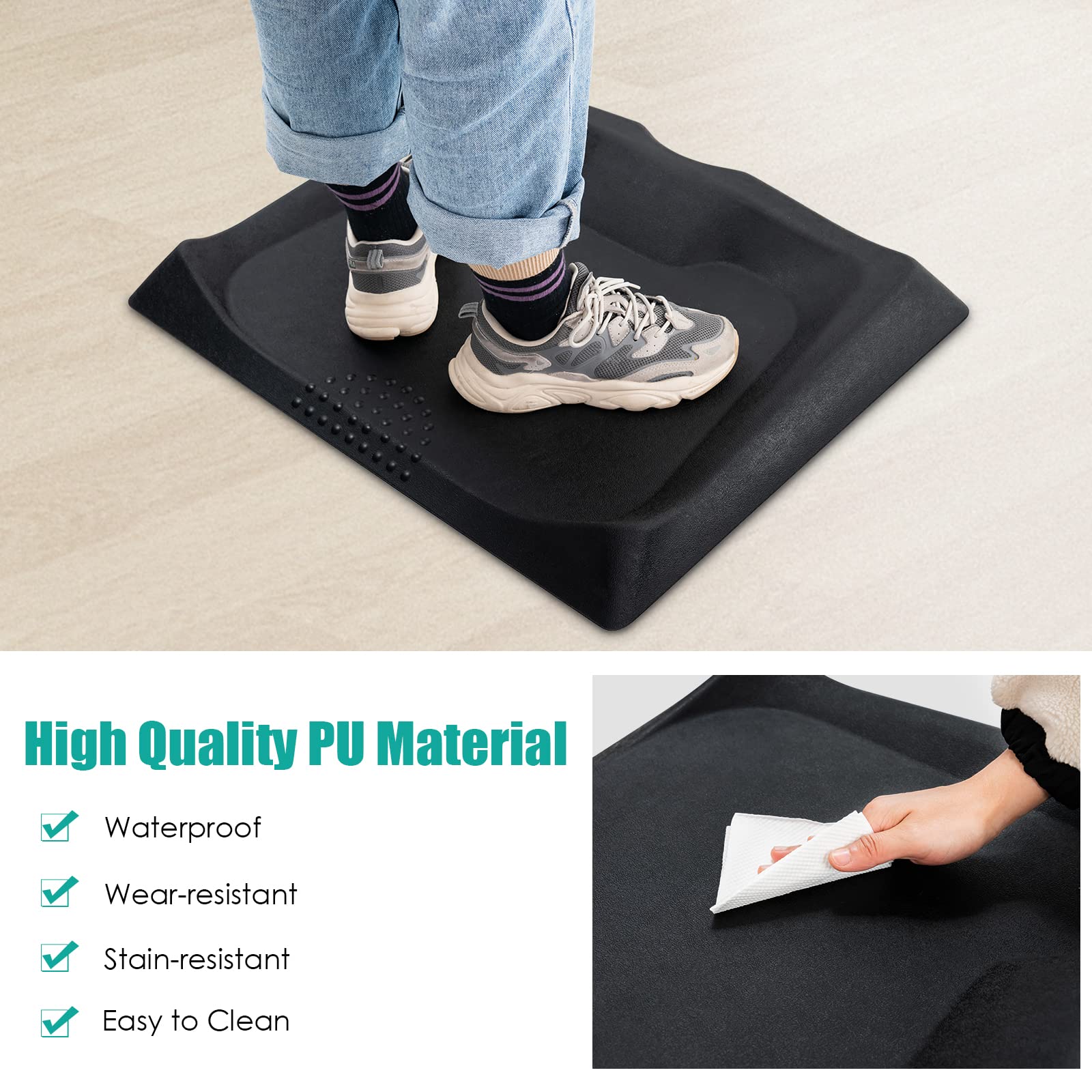 Giantex Anti Fatigue Mat, Standing Mat for Stand up Desk w/ Foot Massage Points Diverse Terrain & Beveled Edges