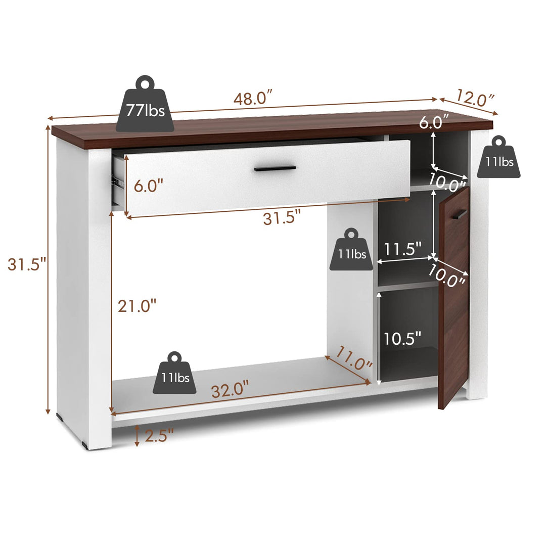 Giantex Console Table 48 Inch Sofa Side Table with Drawer and Cabinet, Entryway Table