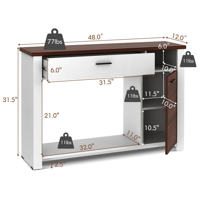 Giantex Console Table 48 Inch Sofa Side Table with Drawer and Cabinet, Entryway Table
