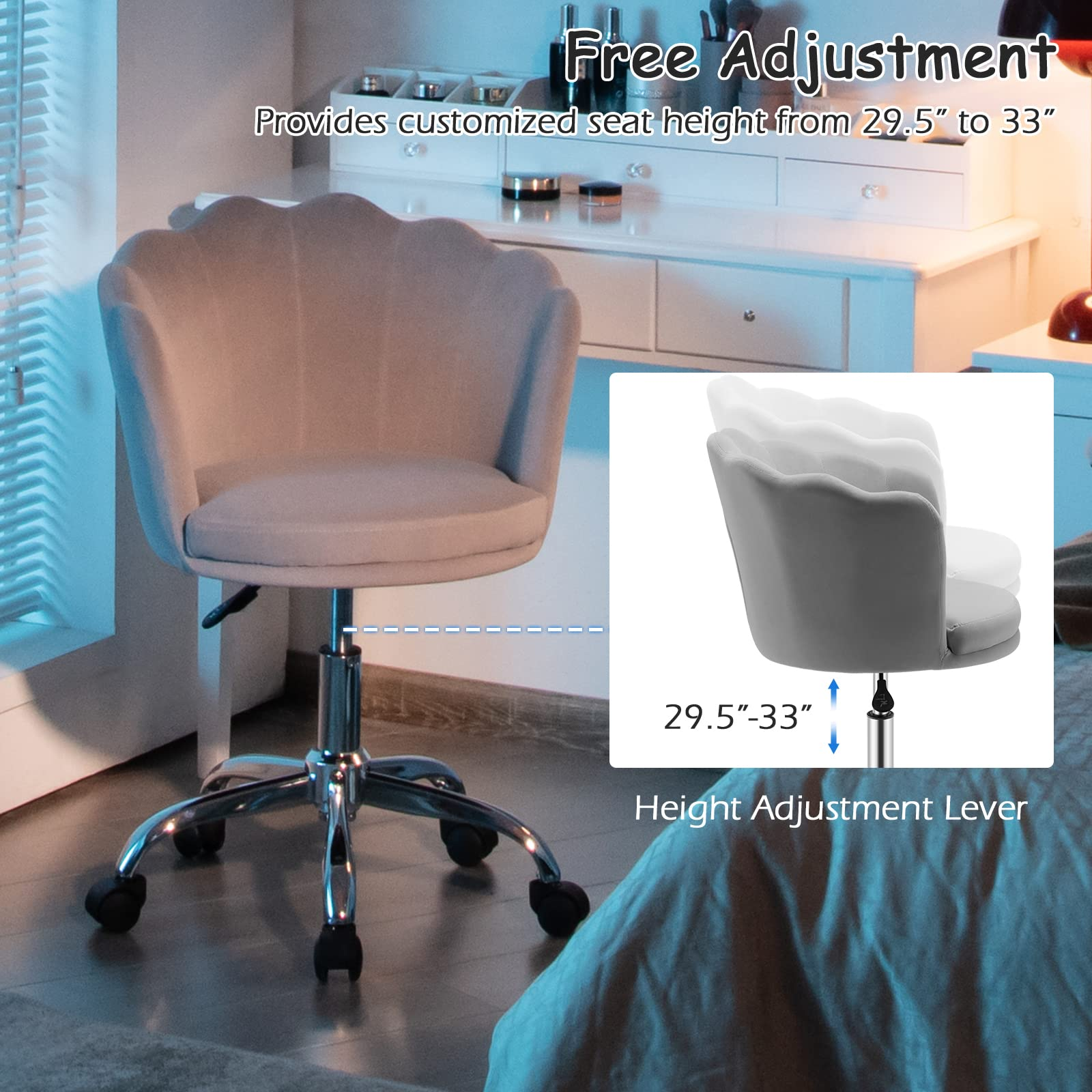 Giantex Kids Desk Chair, Comfy Home Office Task Chair with Wheels
