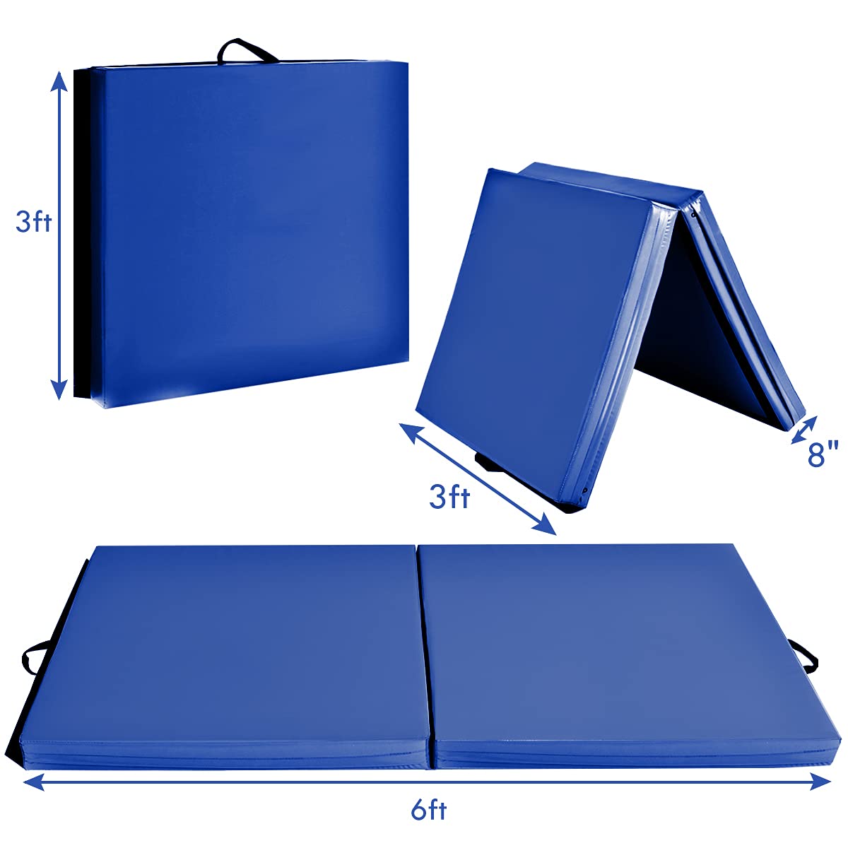 Giantex 6'x 2' Folding Gymnastics Mat, Exercise Mat w/ Carrying Handles, Small Size