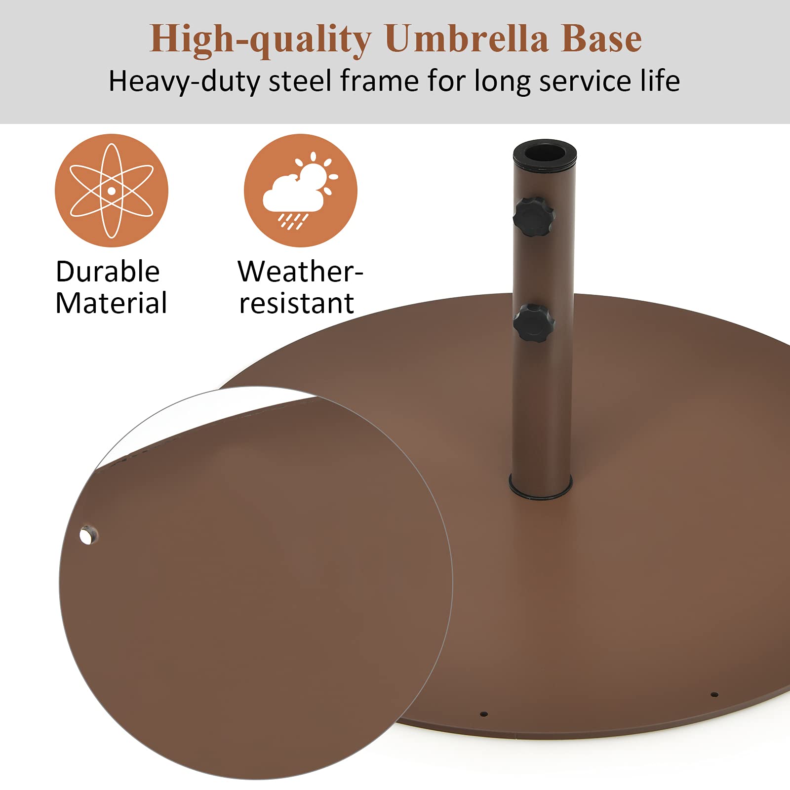 Giantex Patio Umbrella with Base Stand, 10ft Market Umbrella with 59 LBS Heavy-Duty Round Umbrella Stand