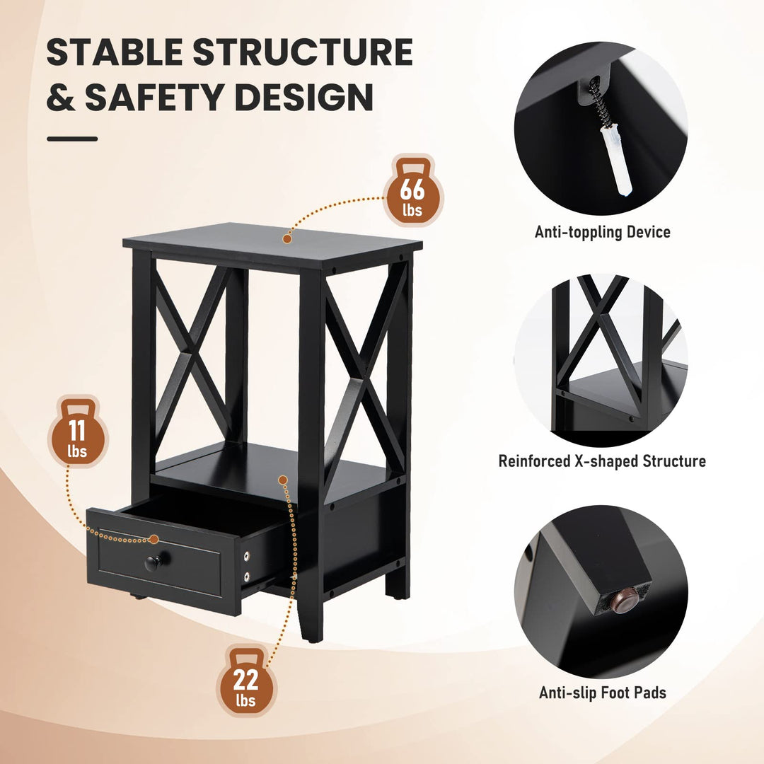 Giantex Modern X-Design Nightstand Set