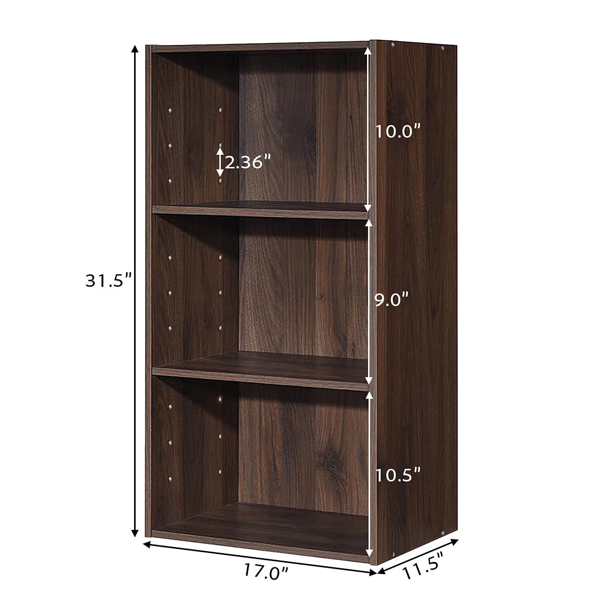 3 Shelf Bookcase Book Shelves Open Storage Cabinet