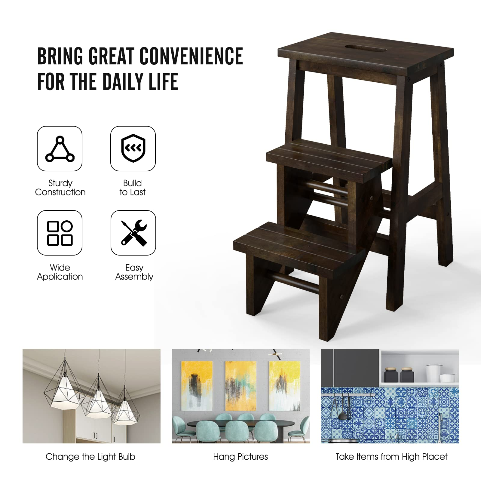 Folding 3 Tier Step Ladder - Giantex