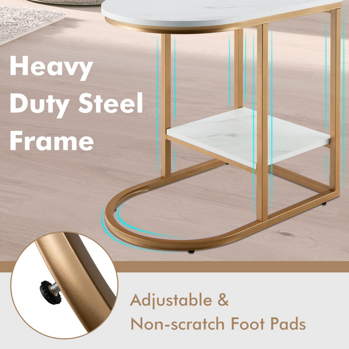 Giantex Side Table, 2-Tier C-Shaped End Table