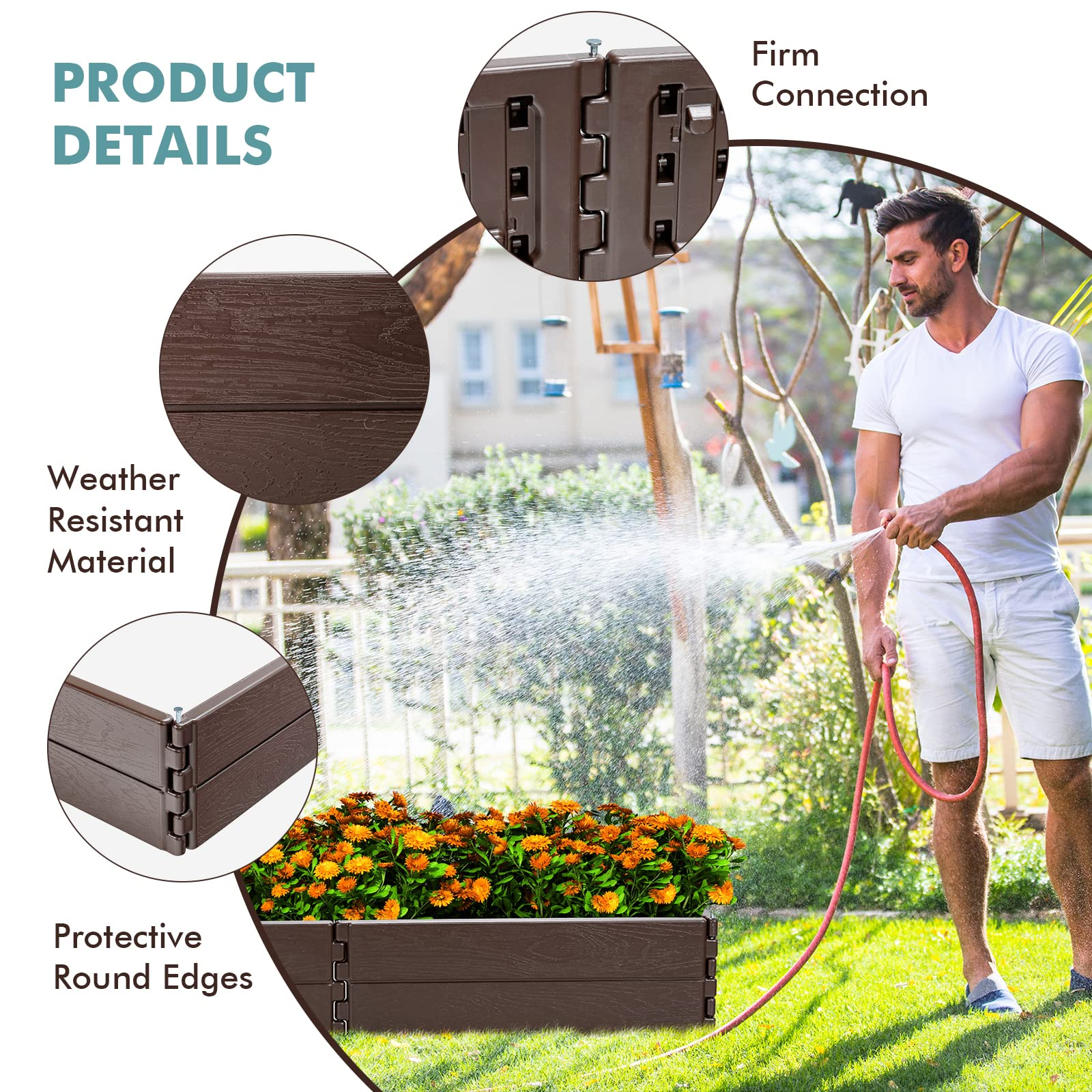 Giantex Planter Raised Bed, 8 Inch Deep, Brown