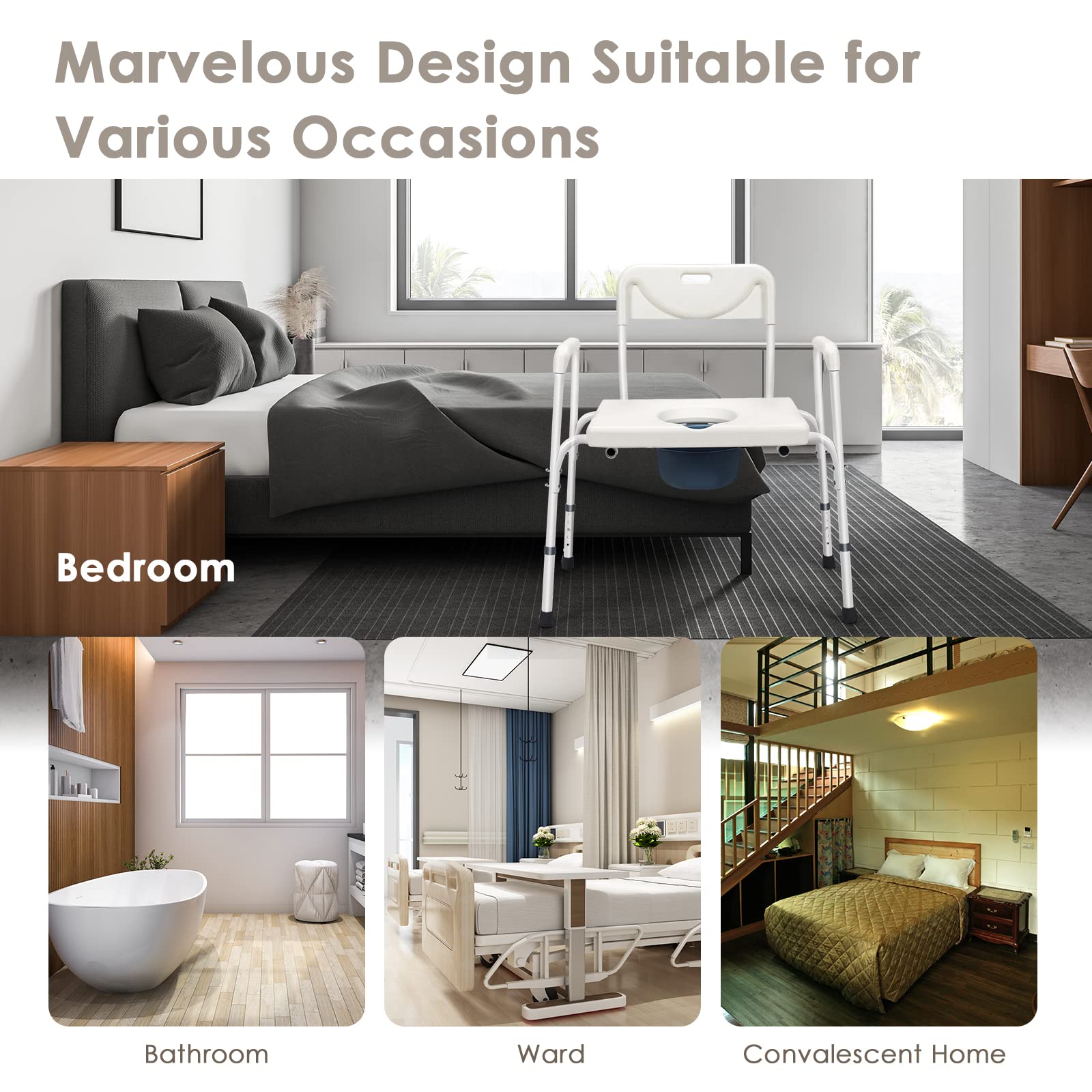 Giantex 3-in-1 Bedside Commode Chair