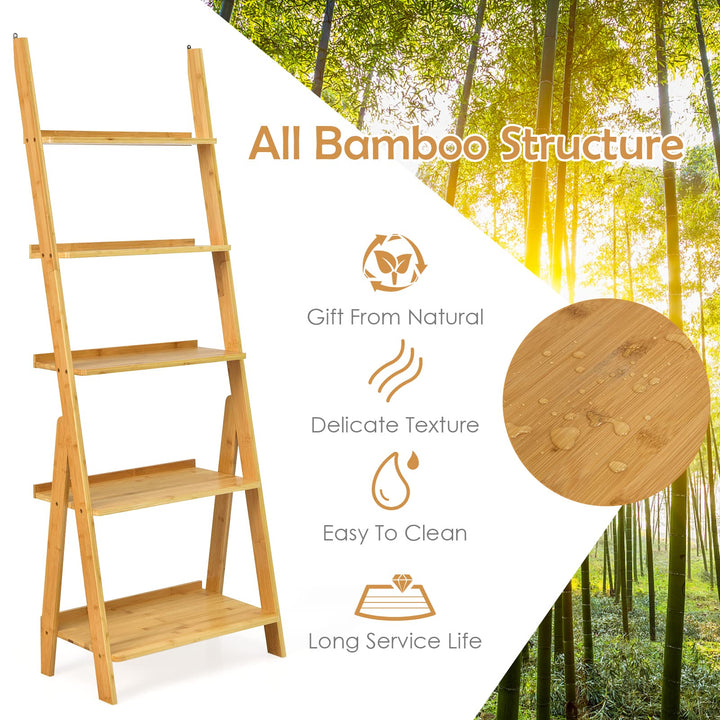Giantex 5-Tier Ladder Shelf, Multipurpose Freestanding Display Leaning Storage Shelves