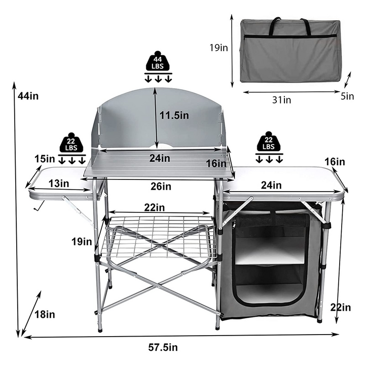 Giantex Folding Grill Table with 26'' Tabletop and Detachable Windscreen