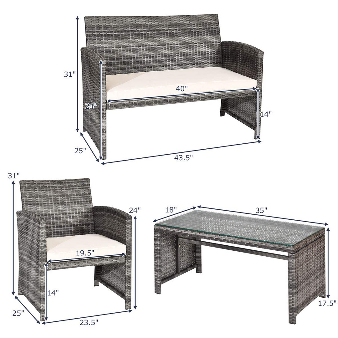 Giantex 4 Pc Rattan Patio Furniture Set