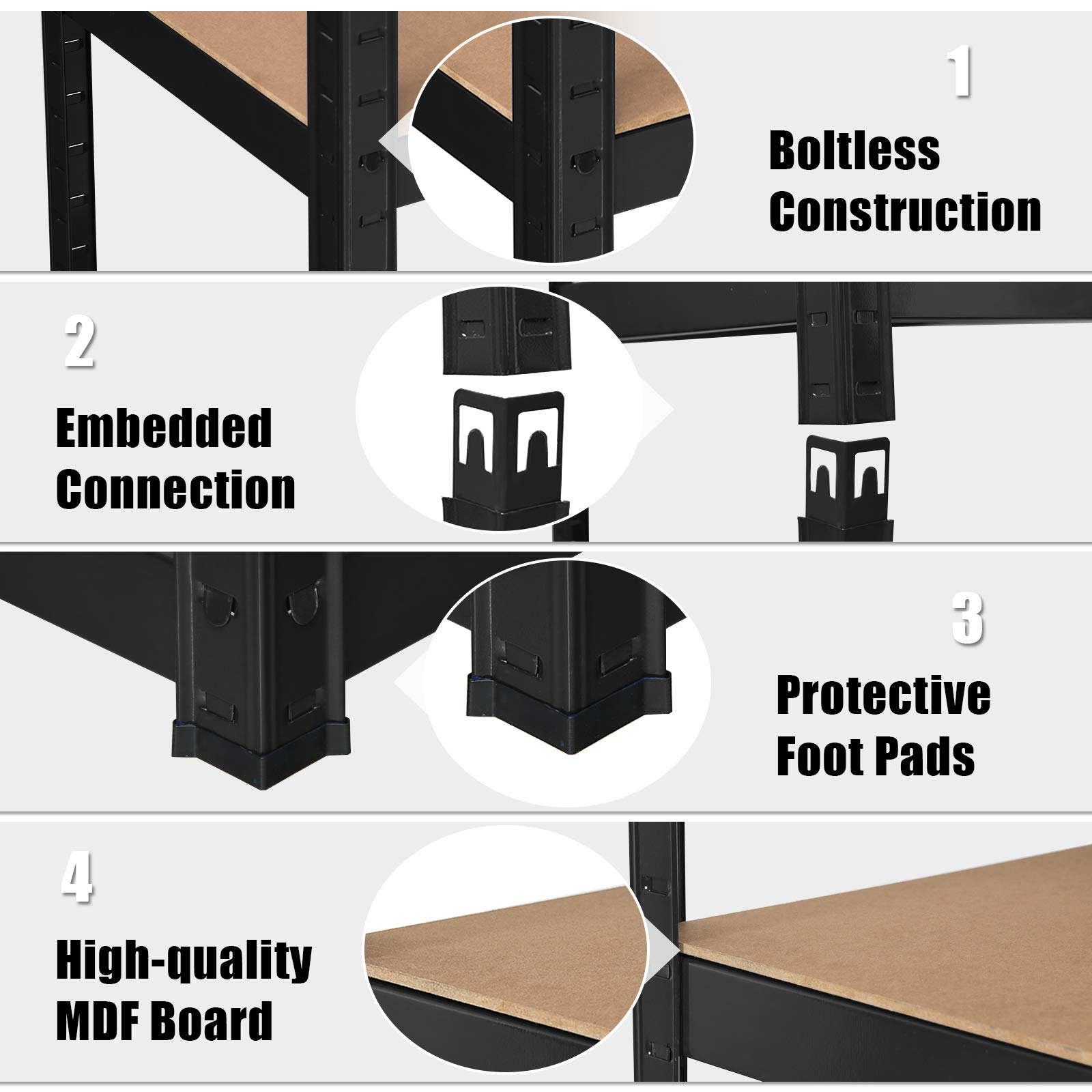 Giantex 2 Pieces Shelving Rack Storage Shelf Steel Garage Utility Rack 5-Shelf Adjustable Shelves