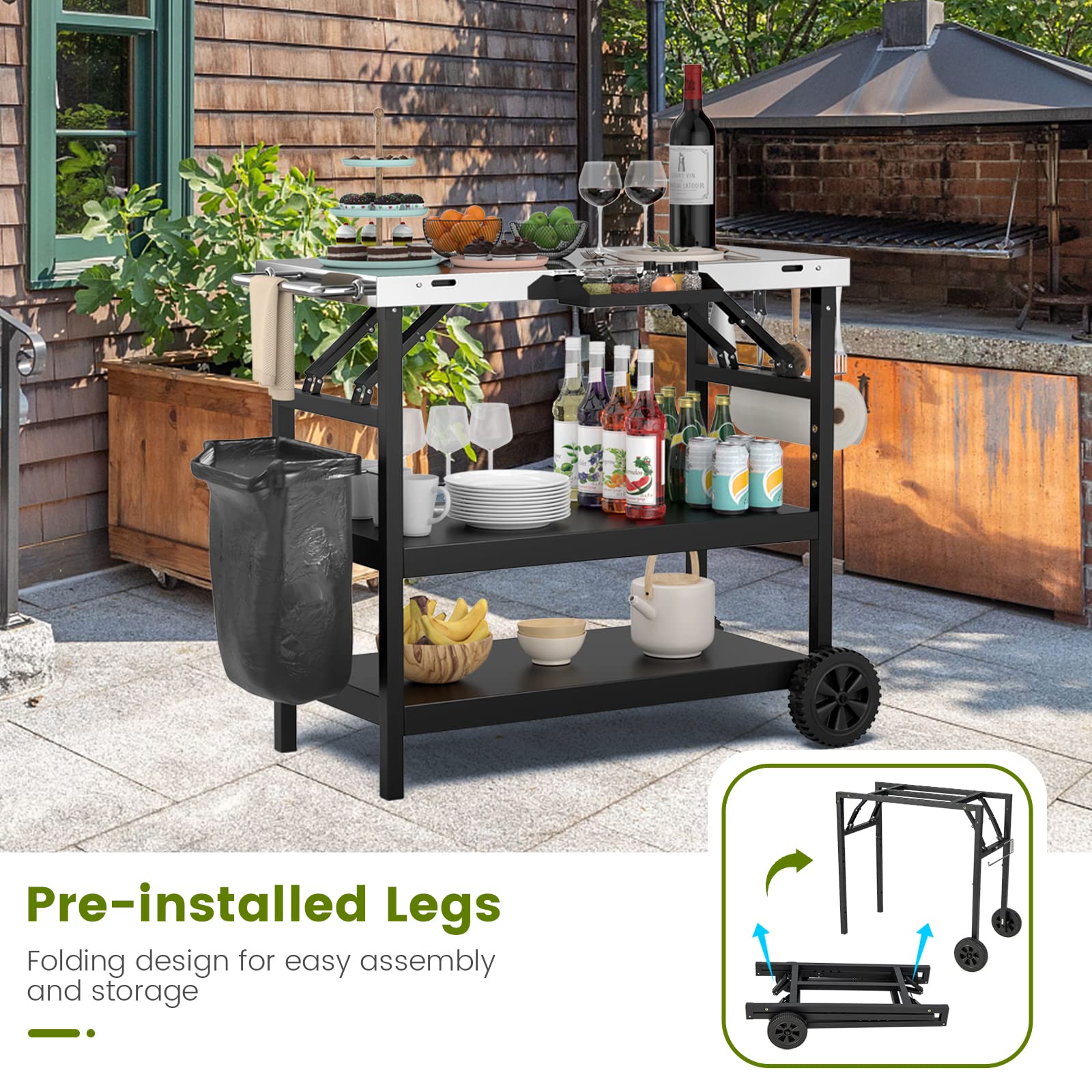 Giantex Outdoor Grill Cart with Wheels