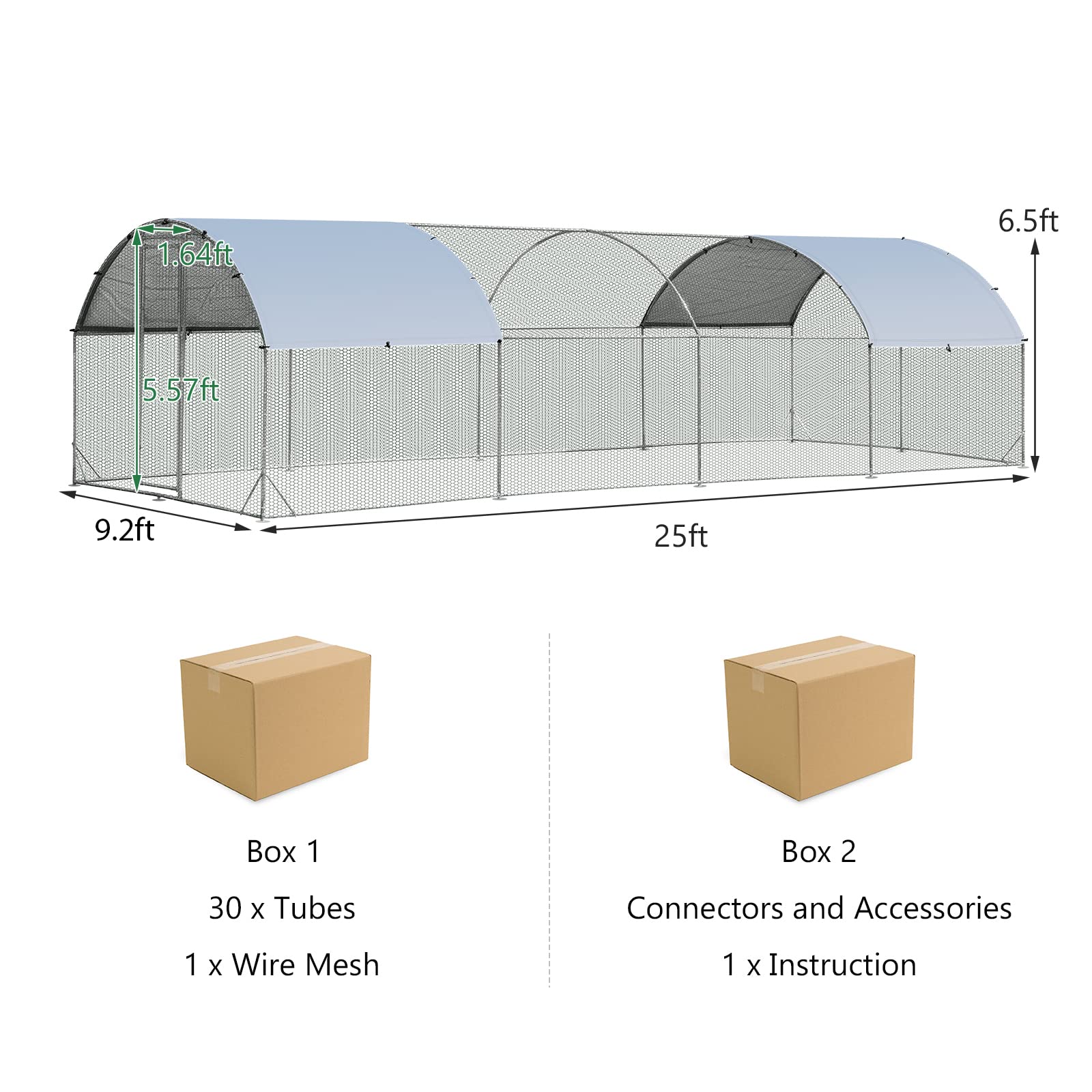 Giantex Large Metal Chicken Coop, Dome Shaped Poultry Cage Hen Run House Rabbits Habitat for Backyard Farm Outdoor