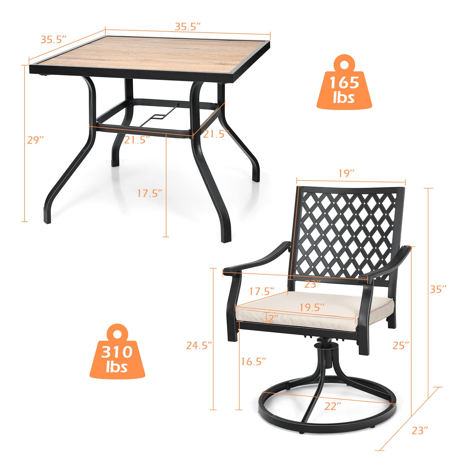 Patio Dining Table, Outdoor Square Bistro Table