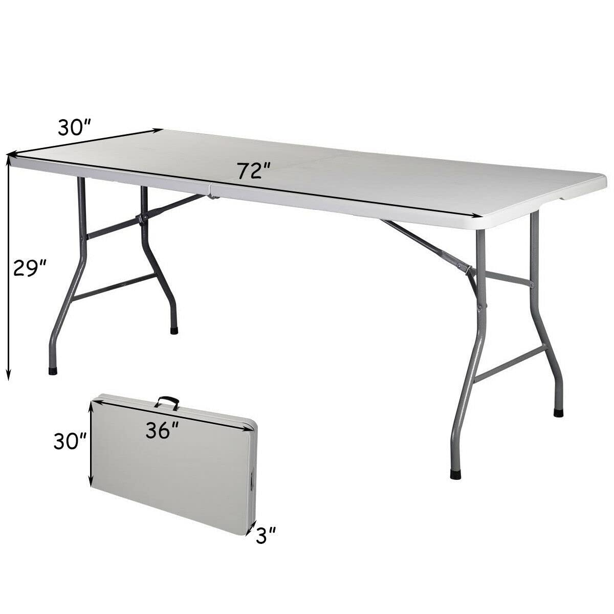 Outdoor Folding Camping Table with 2 Long Benches HDPE Metal Legs BBQ Party Patio Lawn Garden (White)