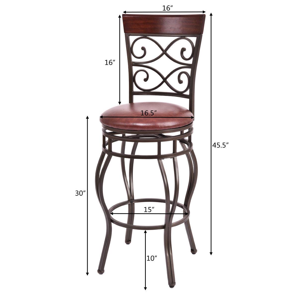 Giantex Bar Stools Set of 2, 360 Degree Swivel, 30" Counter Height Bar Stools