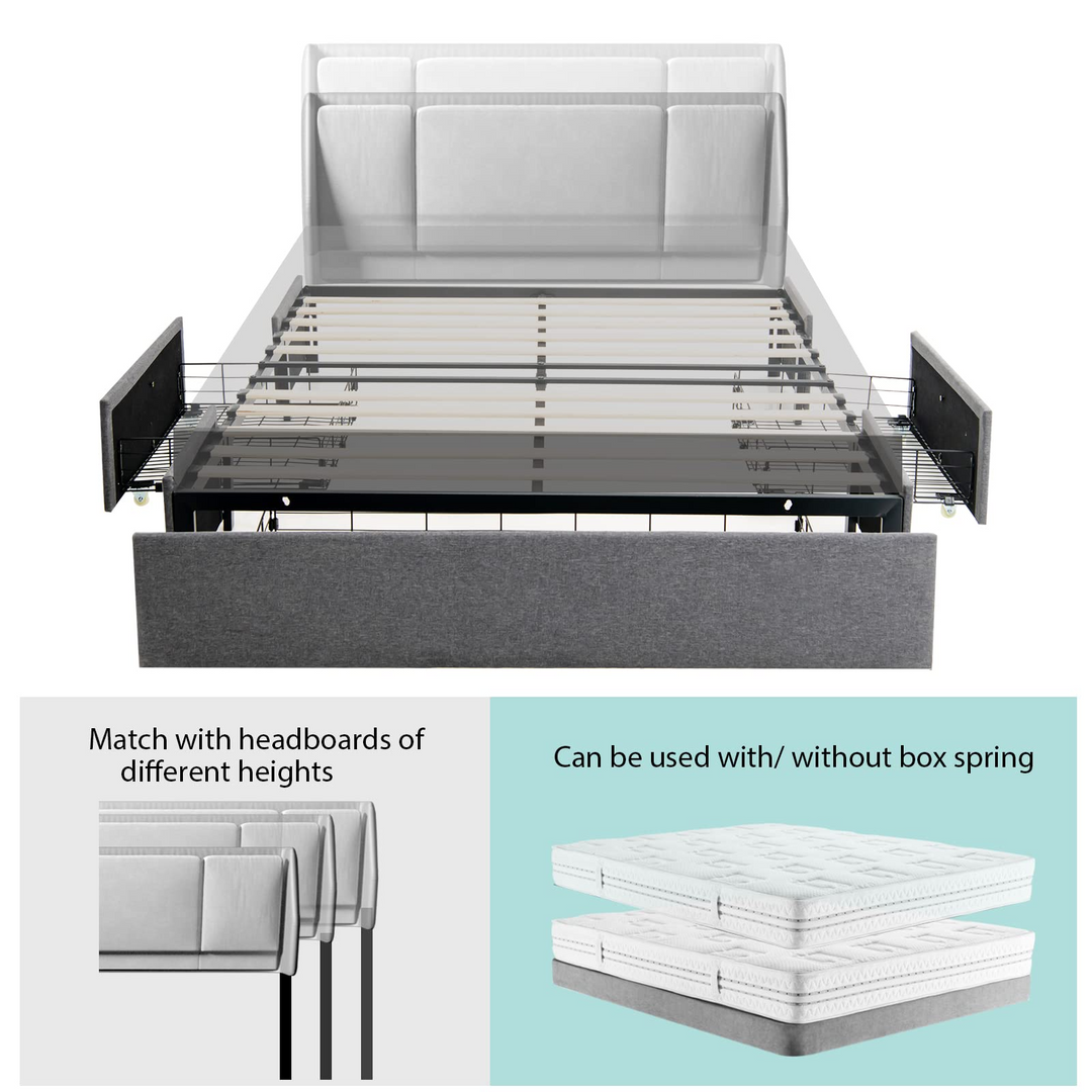 Full Size Platform Bed Frame with 3 Storage Drawers - Giantex