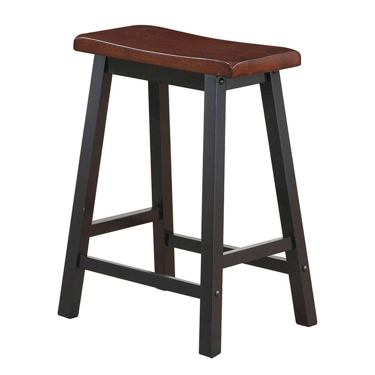 Giantex Set of 2 Saddle Seat Stools, Wood Vintage Counter Height Chairs